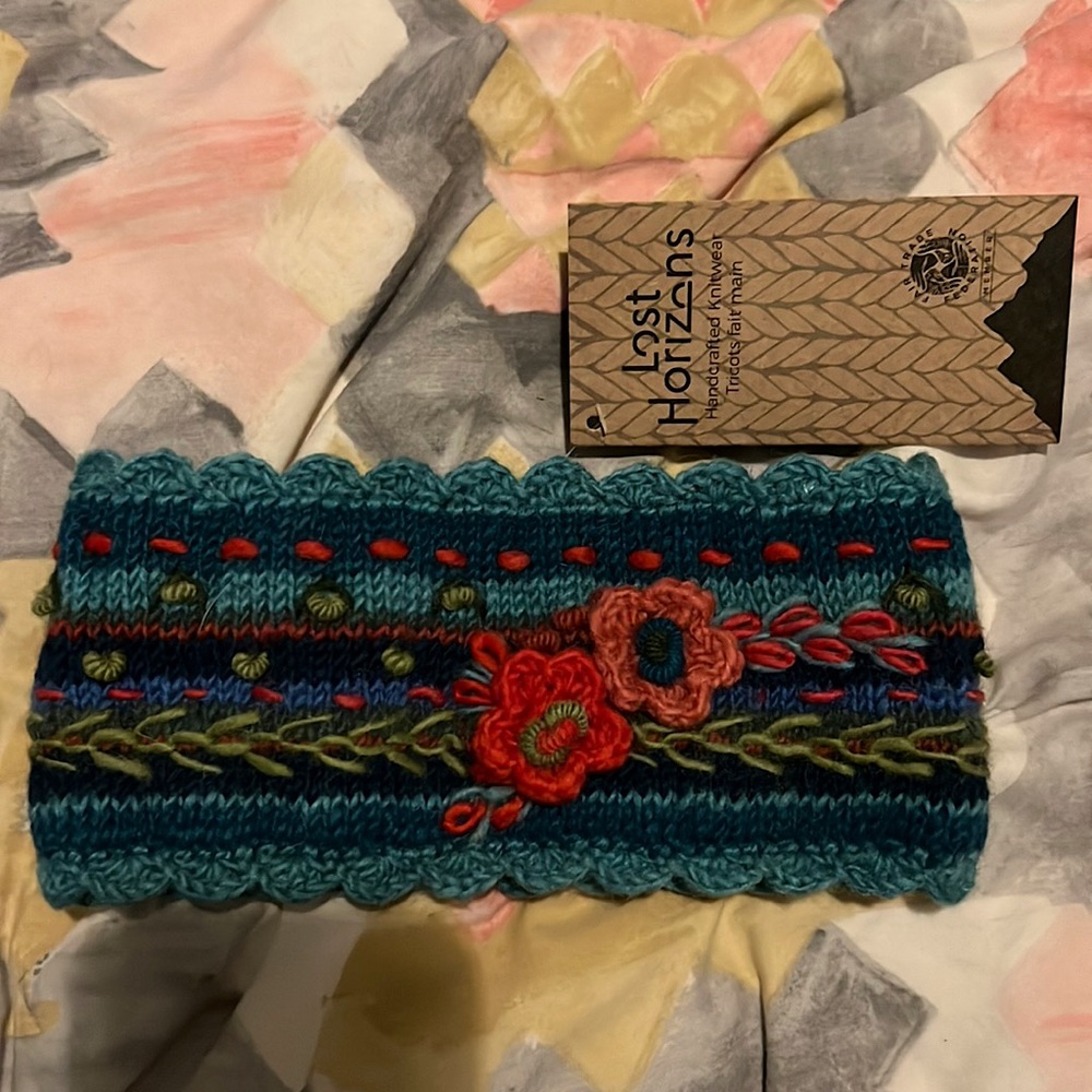 Lost Horizons wool headband. Fair trade winter knitted earmuff headband.